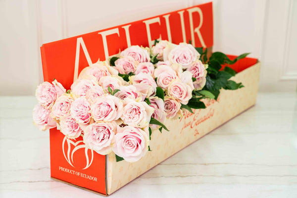 Box of roses being packed